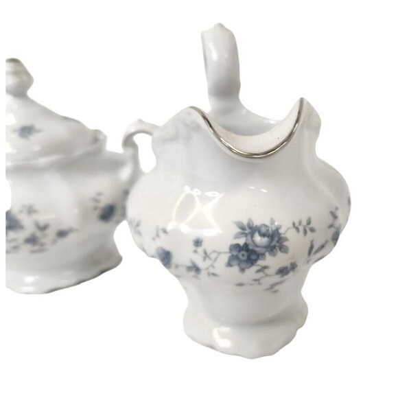 Traditions Fine China Blue Garland Creamer & Sugar Set Made in Thailand for Joha - Picture 6 of 9